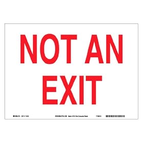 Brady 115919 14" Width x 10" Height B-586 Paper, Red On White Color Sustainable Safety Sign, Legend "Not An Exit"