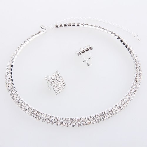 Schmuckset Ohrring Halskette Metal Strass Collier