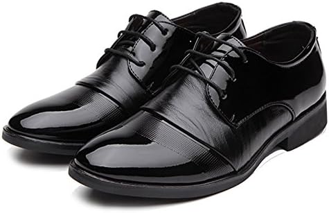 fashion casual Oxford leather dress lace up business cap toe pointed men shoes Black 9.5 D(M) US