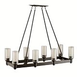 Kichler Lighting 2943OZ Circolo 8-Light Linear Island Light - Olde Bronze with Clear Glass Cylinders and Umber-Etched Inner Cylinders