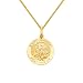 14K Yellow Gold Religious Saint Michael Medal Charm Pendant with Yellow Gold 0.9mm Braided Wheat Chain Necklace with Lobster Claw Clasp - Pendant Necklace Combination (Different Chain Lengths Available)