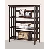 Espresso Finish Wooden 3 Shelves Bookcase