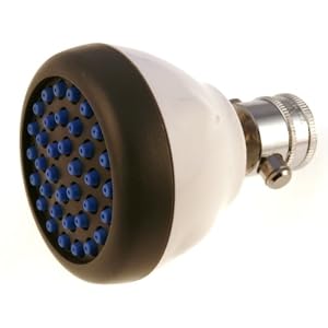 Spray Clean White Showerhead with pressure compensating flow controller, ON/Off Button, low flow 2.0gpm