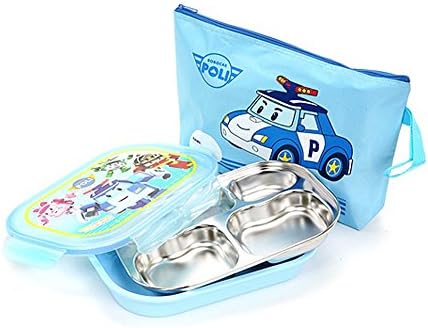Robocar Poli Stainless Steel Premium Food Tray Container with Air Tight Sealed Lid &amp; Bag 026875