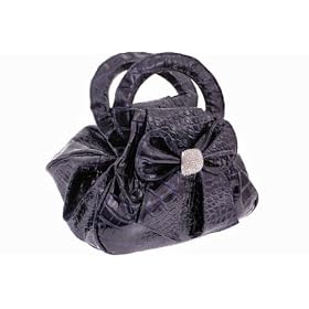 EyeCatchBags - Tia Patent Croc Clutch Style Diamante Evening Bag