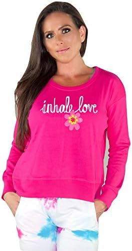 Organic Cotton "InHale Love" Crew Neck Sweatshirt (Medium, Hot Pink)