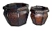 Dark Wood Round Octagon Planter Set of 2