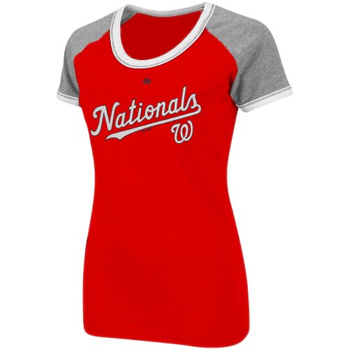 Majestic Washington Nationals Ladies All My Heart Fashion T-Shirt - Red (Medium)