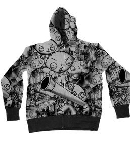 Family Guy Stewie Griffin Collage Black & White Zip-up Hoodie