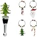 Christmas Tree Bottle Stopper w/ Holiday Wine Glass Charms