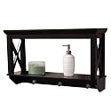 Sourcing Solutions X-Frame Bathroom Wall Shelf, Espresso Finish