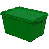 Akro-Mils 39120 21.5-Inch L by 15-Inch W by 12.5-Inch H 6-Pack Attached Lid Container Plastic Storage and Distribution Tote with Hinged Lid, Green