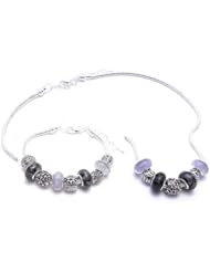 Purple Charm Bracelet and Necklace Gift Set Girls Pandora Style