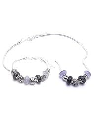 Purple Charm Bracelet and Necklace Gift Set Girls Pandora Style Gift Boxed