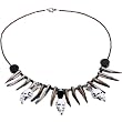 Black Onyx Shell Horn Skull Necklace
