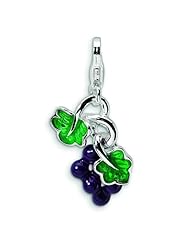 Sterling Silver Grapes Lobster Clasp Charm