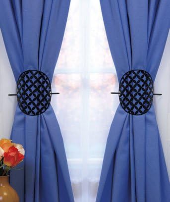 Sets of 2 Window Tie-backs-black Diamond Squares