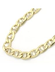 14K Gold 4.5mm Italian Flat Mariner Link Chain Necklaces ( Available Length 16", 18", 20", 22", 24")