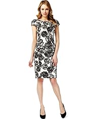 Cotton Rich Rose Linear Print Shift Dress