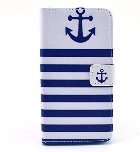 LG G3 Cute PU Leather Case, Noarks Ceslysun Color Printing Pouch Wallet Leather Protection Cover with Card Holder for LG G3 (A-Blue Anchor)