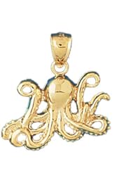 Dazzlers Solid 14k Gold Octopus Charm Pendant Available in three colors from jewelsberry (weights: 3.1 grams only)