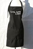 Black Embroidered Apron Live Love & Eat