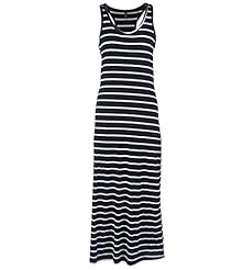 Striped Print Fitted Sleeveless Tank Rayon/Spandex Maxi Dress 