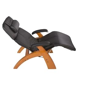 Human Touch Perfect Chair, Electric Base, with Folding Footrest ln Maple with a Chocolate Leather Cover Human Touch Perfect Chair, Electric Base, with Folding Footrest ln Maple with a Chocolate Leather Cover