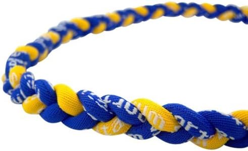 Titanium Tornado Sports Necklace Braided Three Rope Chain for Men Women Athlete (Blue / Yellow)