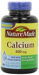Nature Made Calcium 600mg with Vitamin D 100 Softgels (Pack of 3)