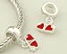 925 Sterling Silver Ring Shape Dangle with Two Red Heart Bead for Pandora, Biagi, Chamilia, Troll and More Bracelets