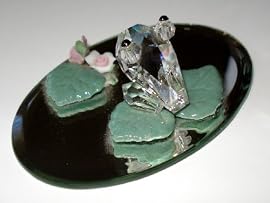 Crystal Frog on Lily Pad Made with Swarovski Crystal