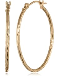 Duragold 14k Yellow Gold Diamond Cut Hoop Earrings