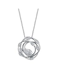 14k White Gold 0.29 Ctw Diamond Leaf Swirl Necklace