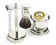 Shaving Gift Set with Merkur Safety Razor, Bowl, Shaving Soap, Badger Brush, Stand and Safety Razor, Great Gift Idea for Father Husband or Boyfriend