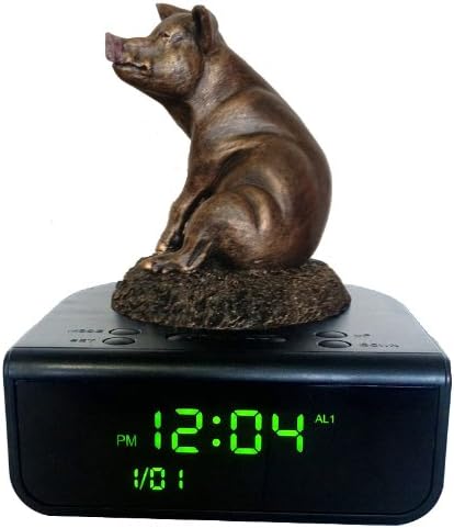 Pig Sculpture Clock with Real Pig Sounds