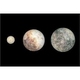 poster / affiche Dwarf planets Ceres, Pluto and Eris est disperible en (L x H): 100 x 70 cm de W....