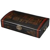 Handcrafted Portable 6-Bottle Wine Case With Hand-Painted Imperial Courtyard Scene