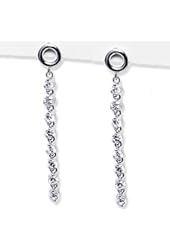 Cubic-zirconia Rhodium Finish Sterling Silver Earrings