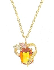 Classy! 10k Yellow-gold Black Hills Gold 10x8mm (November-Birthstone) created Citrine pendant-necklace