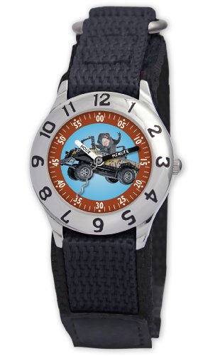 Disney Kids' D859S500 G-Force Agent Blaster Time Teacher Black Velcro Watch
