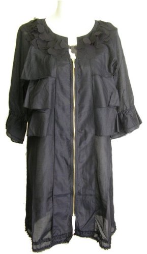 【トワトワ】《ハートモチーフジップアップブルゾン》上質シルク綿ロング丈☆軽いコート＆チュニックにも