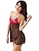 ANDI ROSE Lingerie Sexy Night Sleepwear Lace Babydoll Dress G-string Set Black&Red
