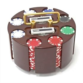 CQ Poker two hundred 11.5 Gram Chips in Wooden Carousel