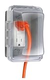 Taymac MM510C Weatherproof Single Outlet Cover Outdoor Receptacle Protector, 3-1/2 Inches Deep, Cle