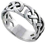 Sterling Silver Celtic Knot Ring Band (Available in Sizes 5 to 11), 3/8 Thick size 10