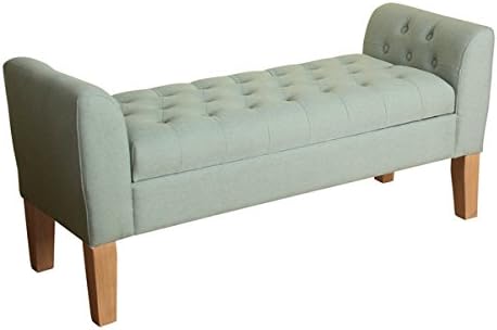 HomePop Kate Tufted Storage Bench Settee Spa Blue
