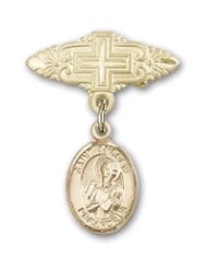 Gold Filled Baby Badge with St. Andrew the Apostle Charm and Badge Pin with Cross