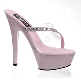 Buy 6 Inch Cute Pink Shoes Bridal Shoes Evening Wear Platform Slide Rhinestones Baby Pink... by Unknown