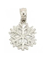 Snowflake Charm 14k White Gold 12mm